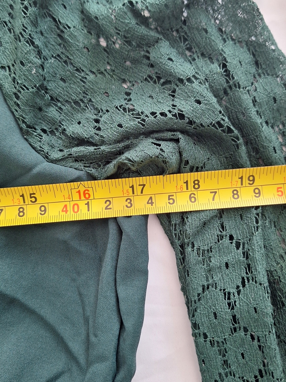 Shein Dark Green Lace-Bodice Long-Sleeve Mini Dress - Picture 7 of 8